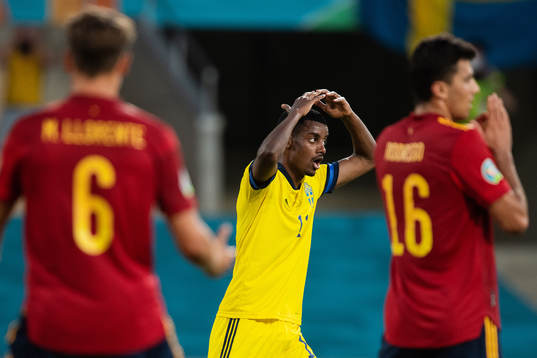 Alexander Isak of Sweden looks dejected