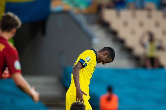 Alexander Isak of Sweden looks dejected