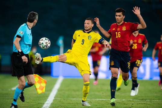 Marcus Berg of Sweden and Rodri Rodri of Spain