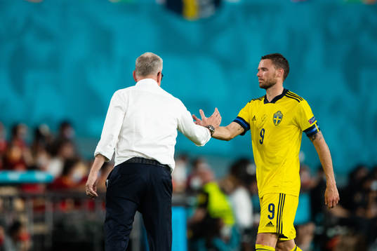 head coach Janne Andersson and Marcus Berg of Sweden