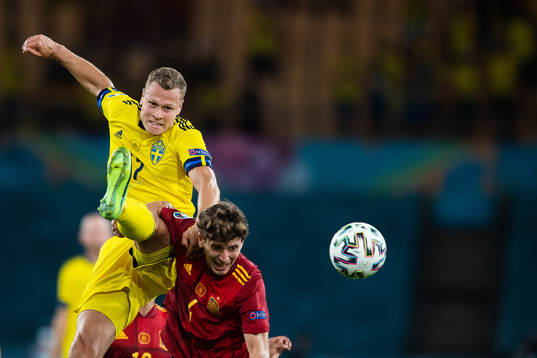 Viktor Claesson of Sweden and Pau Torres of Spain