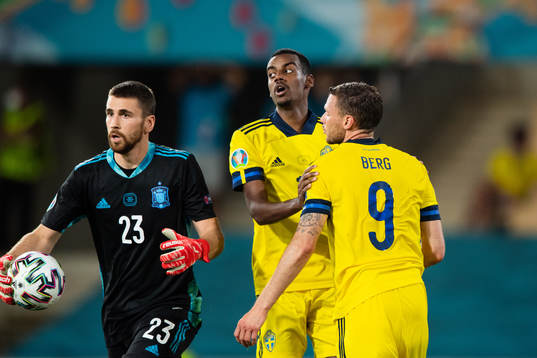 Alexander Isak and Marcus Berg of Sweden