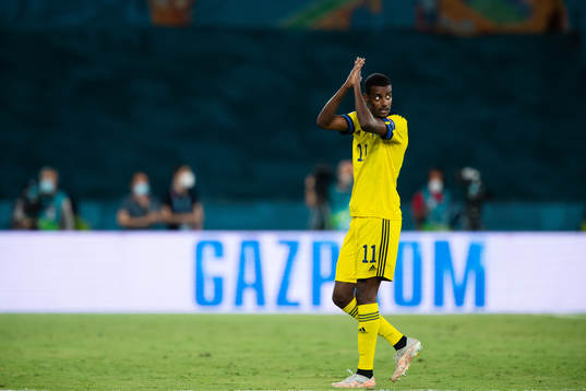 Alexander Isak of Sweden is being substituted