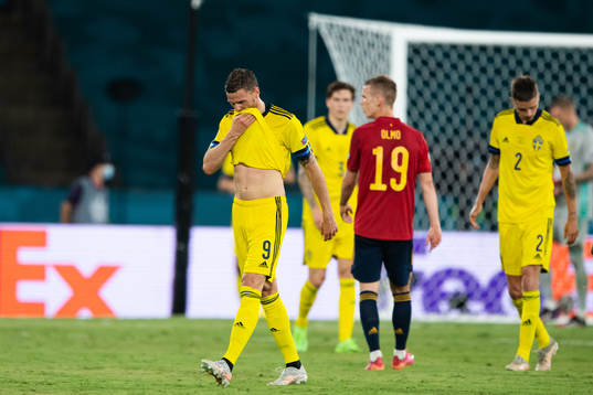 Marcus Berg of Sweden looks dejected