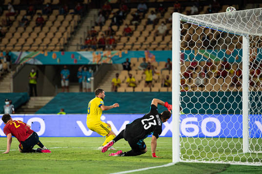Marcus Berg of Sweden misses a scoring chance against