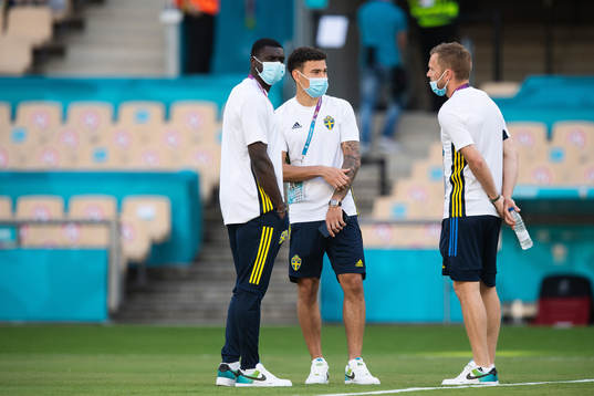Ken Sema, Jordan Larsson and Sebastian Larsson of Sweden