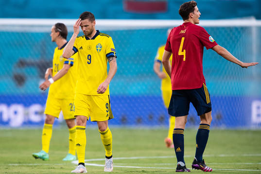 Marcus Berg of Sweden looks dejected