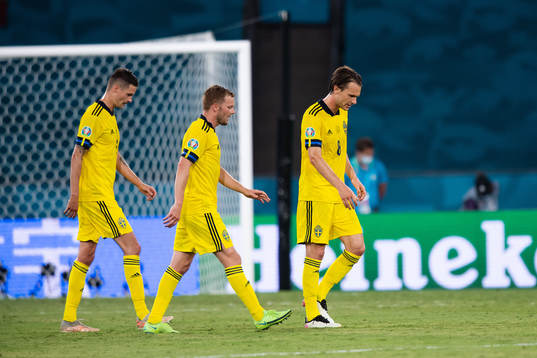 Albin Ekdal, Sebastian Larsson and Mikael Lustig of Sweden