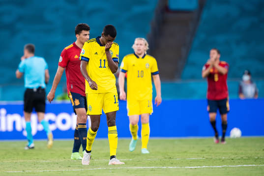 Alexander Isak of Sweden looks dejected