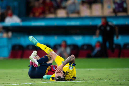 Kristoffer Olsson of Sweden in pain