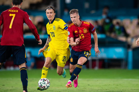 Kristoffer Olsson of Sweden and Dani Olmo of Spain