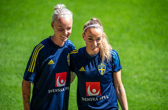 Caroline Seger and Kosovare Asllani of Sweden