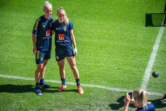 Caroline Seger and Kosovare Asllani of Sweden