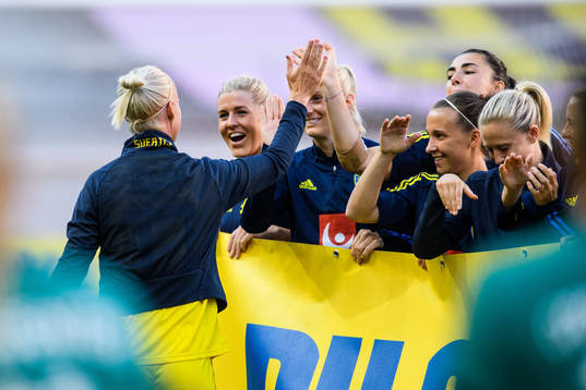 Caroline Seger of Sweden is being congratulated prior to