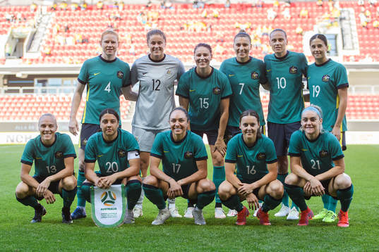 Clare Polkinghorne, goalkeeper Teagan Micah, Emily Gielnik,