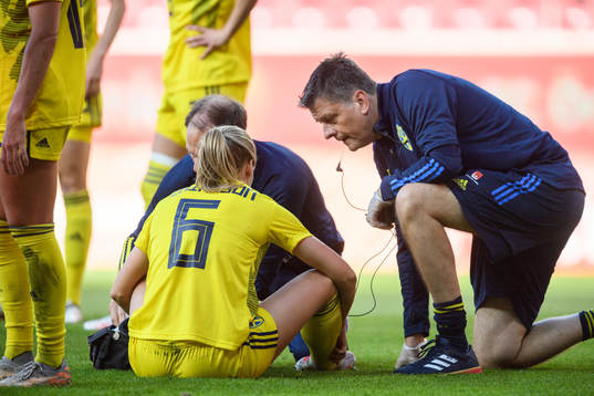 Magdalena Eriksson of Sweden is injured