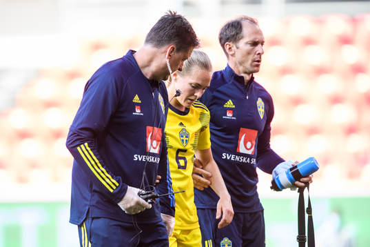 Magdalena Eriksson of Sweden is injured