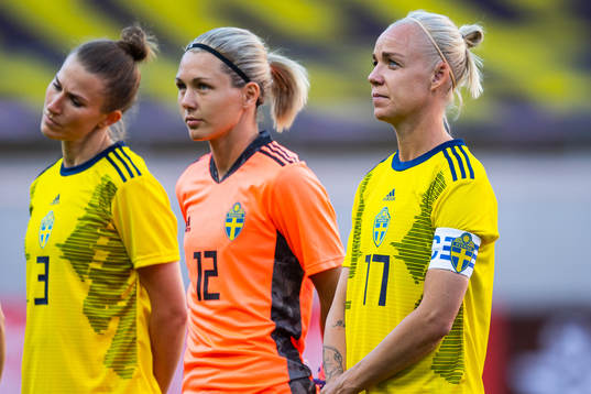 Emma Berglund, goalkeeper Jennifer Falk and Caroline Seger