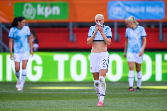 Karina Sævik of Norway looks dejected