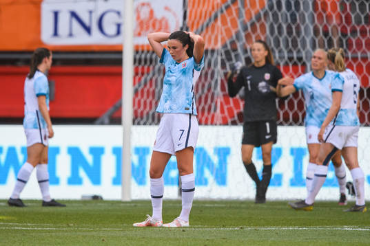 Ingrid Syrstad Engen of Norway looks dejected
