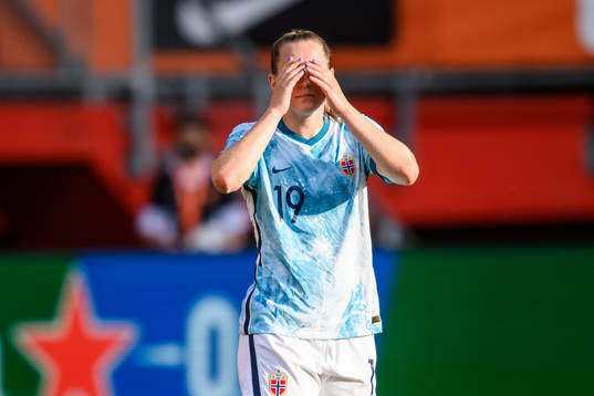 Elisabeth Terland of Norway looks dejected