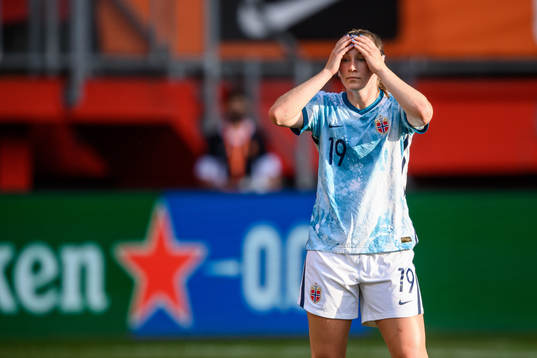 Elisabeth Terland of Norway looks dejected