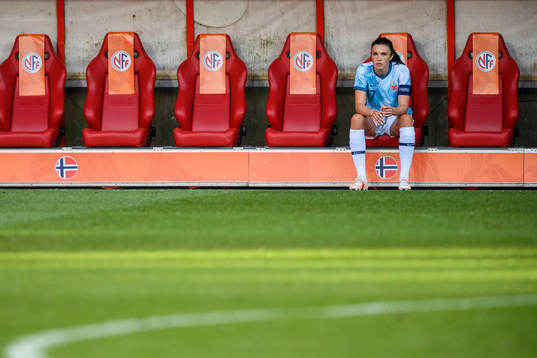 Ingrid Syrstad Engen of Norway looks dejected