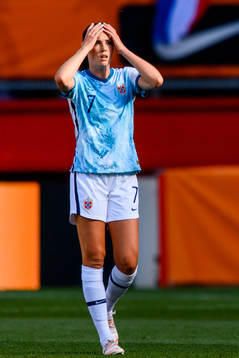 Ingrid Syrstad Engen of Norway looks dejected