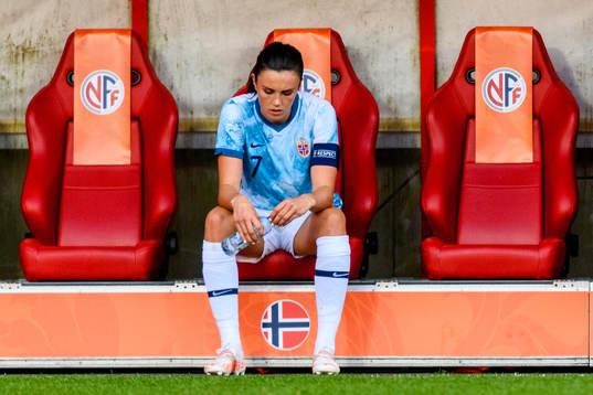 Ingrid Syrstad Engen of Norway looks dejected