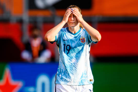 Elisabeth Terland of Norway looks dejected