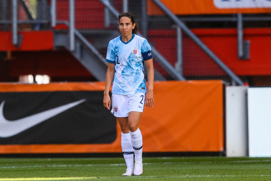 Ingrid Moe Wold of Norway looks dejected