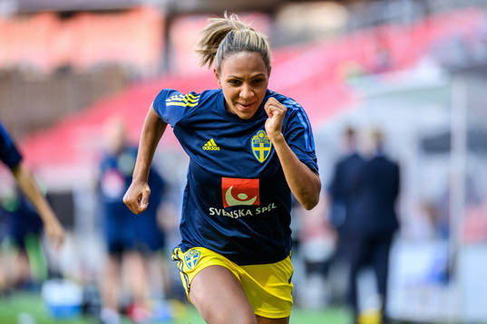 Madelen Janogy of Sweden prior to the international