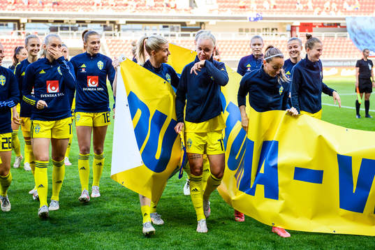 Caroline Seger of Sweden in tears prior to the