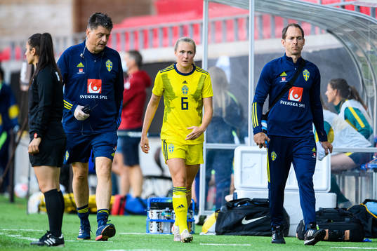 Magdalena Eriksson of Sweden is injured
