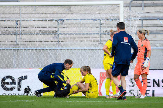 Magdalena Eriksson of Sweden is injured