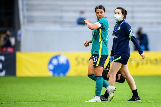 Sam Kerr of Australia is being substituted