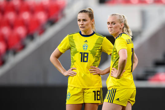 Fridolina Rolfö and Stina Blackstenius of Sweden