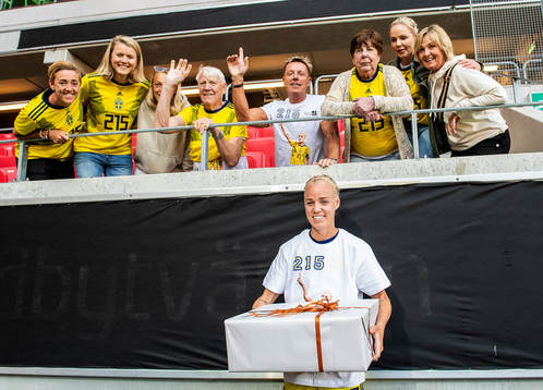 Caroline Seger of Sweden with family and friends