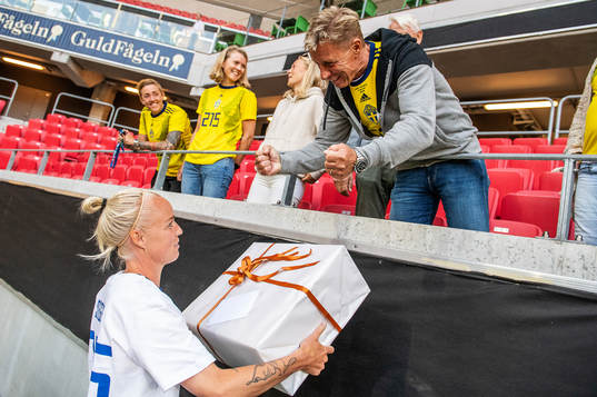 Caroline Seger of Sweden with family and friends