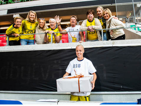 Caroline Seger of Sweden with family and friends