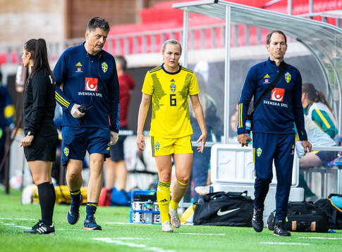 Magdalena Eriksson of Sweden is injured