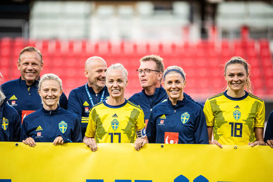 Caroline Seger of Sweden is being celebrated