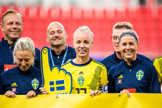 Caroline Seger of Sweden is being celebrated