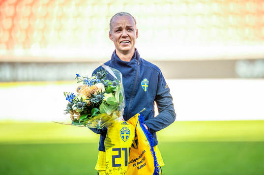 Caroline Seger of Sweden is being celebrated prior to the