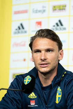 Albin Ekdal of the Swedish national football team at a