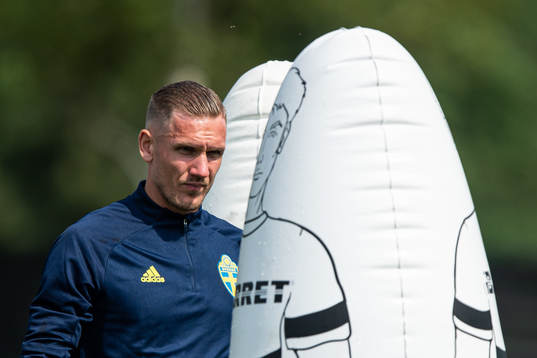 Robin Olsen of the Swedish national football team at a