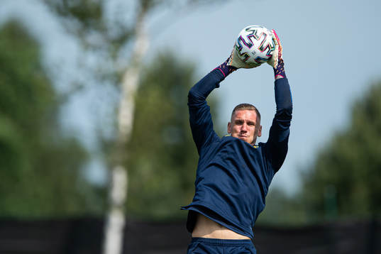 Robin Olsen of the Swedish national football team at a