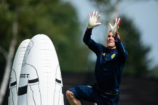 Robin Olsen of the Swedish national football team at a