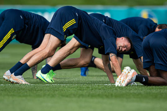 Mikael Lustig of the Swedish national football team at a