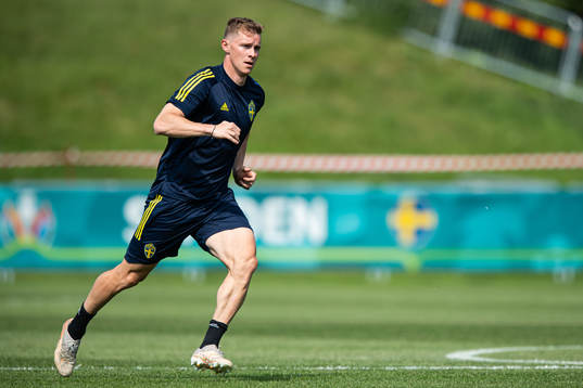 Emil Krafth of the Swedish national football team at a